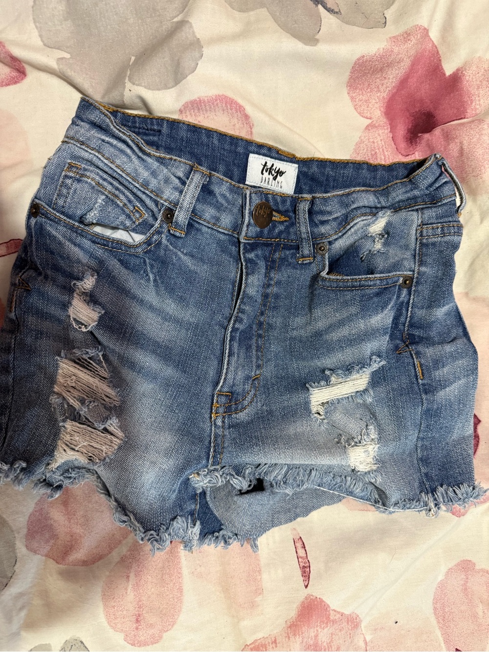 tokyo Darling Light Blue Distressed Denim Cutoff Shorts